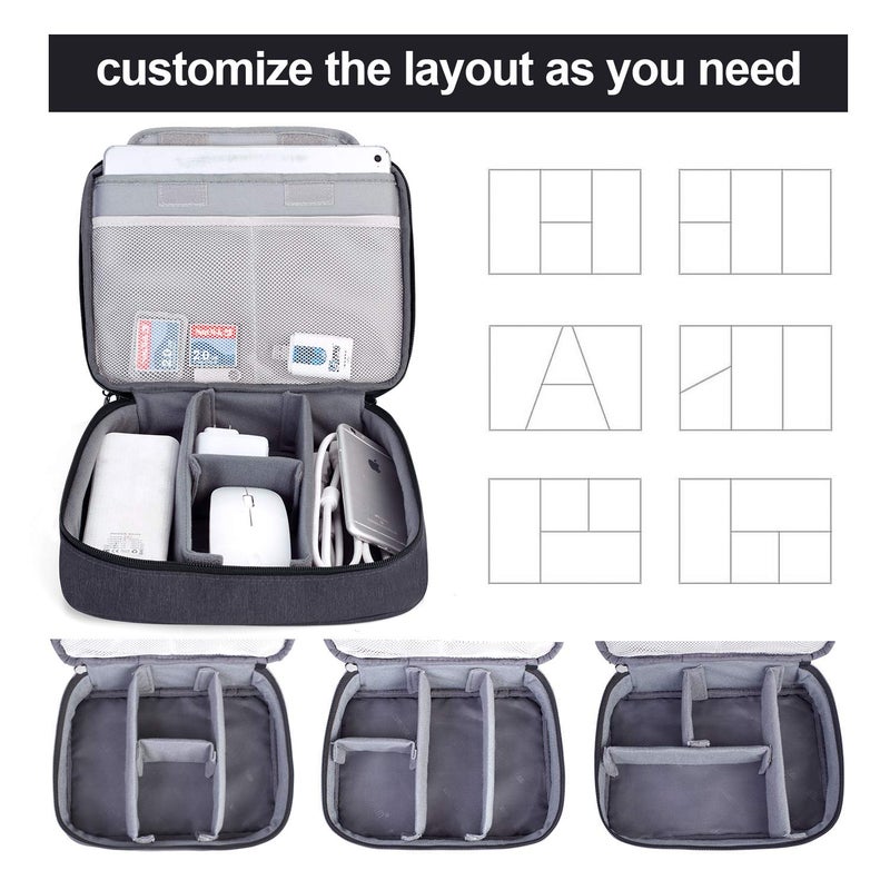 BUBM Electronic Organizer, Double Layer Travel Gear Bag for Cables, Plugs, Flash Hard Drive, Power Bank and More--a Sleeve Pouch for iPad (Large, Black) - Image 4